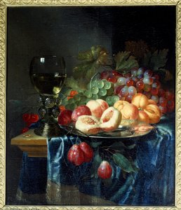 果実とワイン。ピーテル・デ・リング（1615-1660）の絵 Ec.ホル。 作： Pieter de Ring