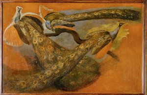 三羽の孔雀（キャンバスに絵画） 作： ピーターまたはピーター・ボエル