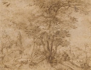 木々とラバの集まる村、1552-54年頃 作： Pieter Bruegel the Elder