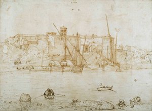 ローマ、リパ・グランデの眺め、1552年頃（紙にペンとインク 作： Pieter Bruegel the Elder