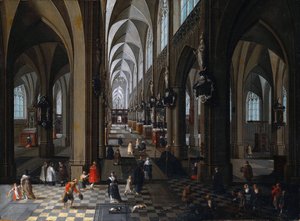 「アントワープ大聖堂の内部ビュー」ピーター・ニーフス・ザ・エルダー（またはエルダー）（1578-1661）による絵画1651年インディアナポリス美術館インディアナ州アメリカ合衆国 作： Pieter the Elder Neefs