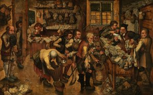 農民弁護士（パネルに油彩） 作： Pieter the Younger (after) Brueghel