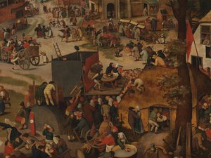 セントヒューバートとセントアントニーを称える演劇と行列のある村の祭典 作： Pieter Brueghel the Younger