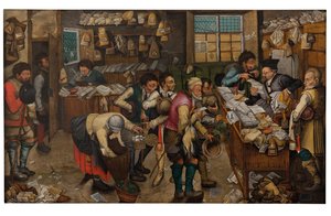 什分の一の支払い（パネルに油彩） 作： Pieter the Younger Brueghel