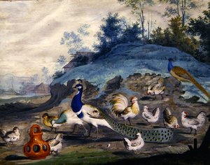 絵に描いたような風景の中にいるエキゾチックな鳥たち(2) 作： Pieter the Younger Holsteyn