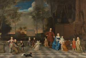 アムステルダムの商人 Jeremias van Collen (1619-1707) とその妻と 12 人の子供たち