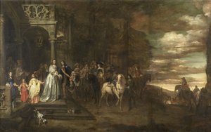 ヘンドリック・デ・サンドラ船長 (1619-1707) の休暇、妻と子供たちによって送り出された 作： Pieter van Anraedt