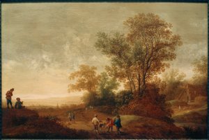 狩猟隊のある川の風景 作： Pieter van Asch