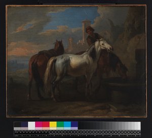 1720年以前の、噴水で飲んだ馬 作： Pieter van Bloemen