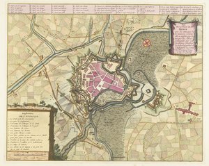 カールト ヴァン ヘット ベレグ ヴァン メネン、1706 年 連合軍 (...) による攻撃 (...) を伴うメニン市の計画。 (オブジェクトのタイトル) 作： Pieter van Call (II)