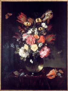 「花瓶と花」、1655年。 作： Pieter van de Venne