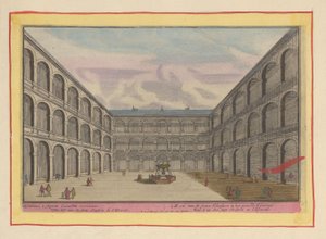 Escorial の修道院の 1 つの中庭の眺め 報告された Escurial の 7 つの修道院の 1 つ (オブジェクトのタイトル) Theatrum Hispaniae (...) (シリーズタイトル)