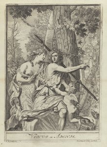 ヴィーナスとアドニスの一連の描画例から 11 を印刷します。 作： Pieter van den Berge