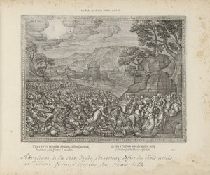 Abraham bevrijdt ロト 良い心の助け (オブジェクトのタイトル) 両約聖書の聖印と主な歴史（旧約聖書）（連載タイトル） 本の絵と図（連載タイトル） 作： Pieter van der Borcht (I)