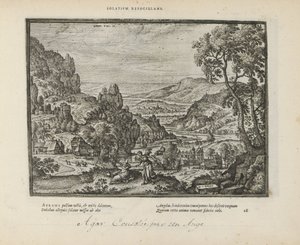 Landschap と Hagar en de engel の出会い 快適さを拒否する (オブジェクトのタイトル) 両約聖書の聖印と主な歴史（旧約聖書）（連載タイトル） 本の絵と図（連載タイトル） 作： Pieter van der Borcht (I)