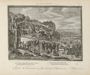 Landschap met de verdrijving van Hagar en Ismaël ドア アブラハム ルクスの養子 (オブジェクトのタイトル) 両約聖書の聖印と主な歴史（旧約聖書）（連載タイトル） 本の絵と図（連載タイトル）
