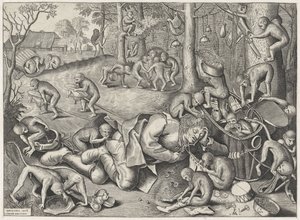 サルに奪われた行商人 作： Pieter van der Heyden