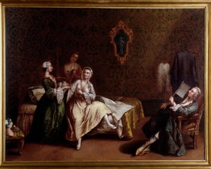 婦人の目覚め（絵画、1740年頃 作： Pietro (after) Longhi
