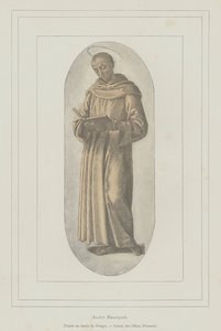 アッシジの聖フランシスコ（リトグラフ 作： Pietro (after) Perugino