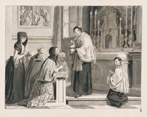 七つの秘跡からの聖体拝領または聖体 作： Pietro Antonio Novelli