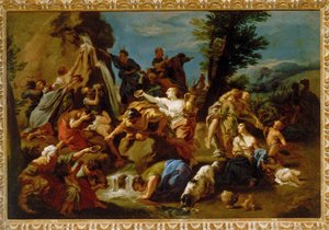 砂漠で岩を打つモーゼ
17世紀後半 カンヴァスに油彩 作： Pietro Dandini