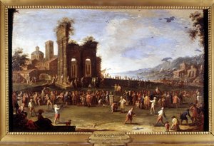 ボール遊び - ドメニコ・オリヴェリの絵画。18世紀の作品。 作： Pietro Domenico Oliviero