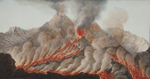 カンピフレグレイからのプレートX：ウィリアムハミルトンによる2つのシチリアの火山の観察、1776年（紙のトイレ） 作： Pietro Fabris