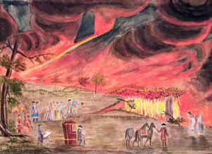 ウィリアムハミルトン卿（1730-1803）1771年にベスビオ火山の噴火を研究 作： Pietro Fabris