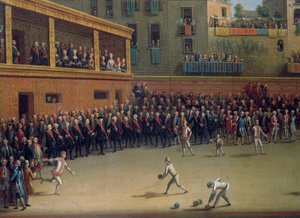 ピエトロ・ファブリス（1768-1778年活躍）の「ハンドボール・ゲーム」（イタリア、ディテール 作： Pietro Fabris