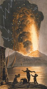日曜日の夜に1779年8月8日日曜日にベスビオ山の大噴火が見られた1779年8月8日、パウシリポのシチリアのマジェスティ宮殿（プレートII）からの公開1779（手書きの彫刻）