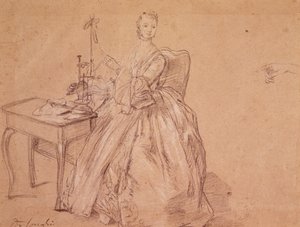 回転する女性（紙にクレヨンと白いチョーク） 作： Pietro Longhi