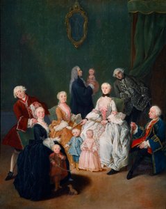 家族の肖像。ピエトロ・ロンギ(1702-1785)作 1752年頃 Sun.62x50 cm ヴェネツィア、カ・レッツォーニコ 作： Pietro Longhi