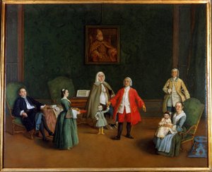 家族の肖像、ピエトロ・ロンギ（1702～1785）、油彩、パラッツォ・レヴィ・モンタルチーニ。 作： Pietro Longhi