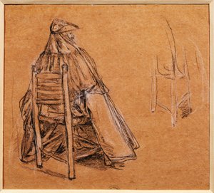 イタリア、ヴェネツィア、ピエトロ・ロンギ（1702-1785）作「仮面の紳士（Gentiluomo con bautta）」、ドローイング 作： Pietro Longhi