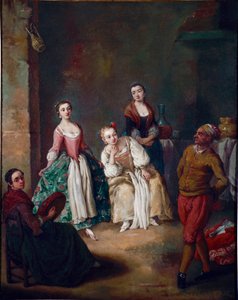 ヴェネツィア地方のポピュラーな踊り、ラ・フォルラーナ（La furlana）。ピエトロ・ロンギ（1702-1785）による絵画 1750年 日62x51 cm カ・レッツォーニコ、ヴェネツィア