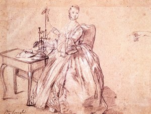 糸を紡ぐ女性 ピエトロ・ロンギ（1701-1785）作 ドローイング