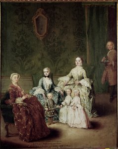 サグレド家の肖像。ピエトロ・ロンギ（1702-1785）による絵画 作： Pietro Longhi
