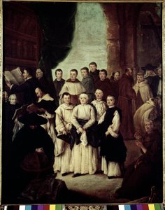 ヴェネツィアの友愛」（La frateria di Venezia）-ピエトロ・ロンギ（1702-1785）の絵画、油彩・キャンバス、61x49 cm 作： Pietro Longhi