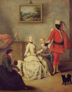 ムーアの手紙、1750年頃（キャンバスに油彩）（修復後） 作： Pietro Longhi