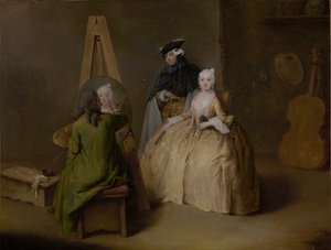 彼のスタジオの画家、1741〜4年 作： Pietro Longhi