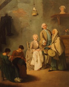 ピエトロ・ロンギ（1701-1785）の「ブッソライ（ヴェネツィアのお菓子）を売る人」。 作： Pietro Longhi