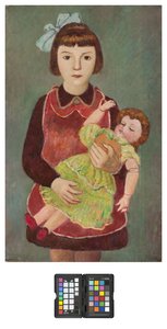 人形を持つ少女、1928 作： Pietro Marussig