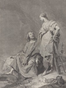 112 枚の聖なる版画のシリーズからのキリストと井戸でのサマリアの女., 1743-63
