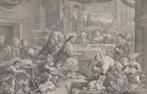 カナの結婚式で水をワインに変えるキリスト、1743-63年。 作： Pietro Monaco
