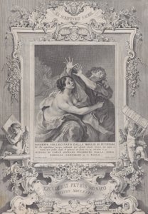 ヨセフとポティファルの妻、華麗な額縁、1739年。 作： Pietro Monaco