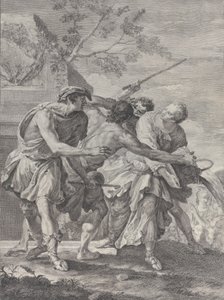 イエトロの娘たちを守るモーセ、1732～50年。 作： Pietro Monaco