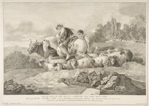 地球の一部に住むために行くノアの息子の一人 Uno de figli di Noè c..., 1743-63. 作： Pietro Monaco