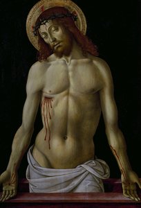 ピエタのキリスト」ペルジーノ（1450 ca-1523）作、木に油彩、cm 525x365 作： Pietro Perugino