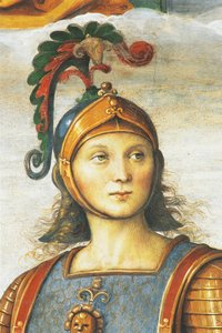 ホレス・コクライト、ペルジーノ（1450年頃～1523年）作、イタリア、ウンブリア州ペルージャのプリオール宮殿にあるコレジオ・デル・カンビオ（変革の大学）の謁見の間のフレスコ画 作： Pietro Perugino