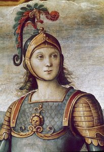 ホラティウス・コクレス、強さと節制の詳細（フレスコ画 作： Pietro Perugino